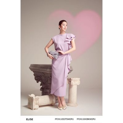 Jupe tím phủ vạt bèo thiết kế Elise FF2411043BKWOPU