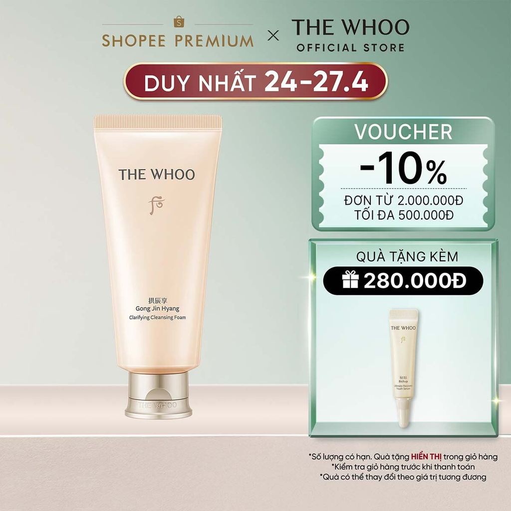 [THE WHOO OFFICIAL] Sữa rửa mặt bọt mịn sạch sâu và dưỡng ẩm THE WHOO Gongjinhyang Clarifying Cleansing Foam 180ml | BigBuy360 - bigbuy360.vn