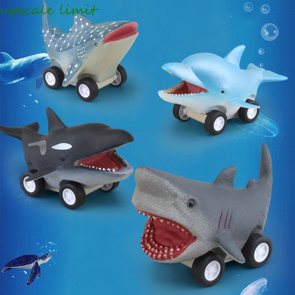 UPSCALE LIMIT Press and Go Car Toy, Great White Shark Đồ chơi ô tô quán tính cá heo dễ thương, ngộ n