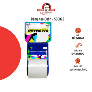 Băng keo cuộn uncle bills 20m tự cắt nhập khẩu bằng nhựa thiết kế an toàn chắc chắn - sg0025