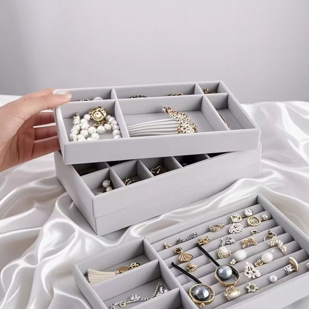 Popular~Ready-stock jewelry box, velvet ring, stud earrings, earring tray, empty tray, jewelry displ