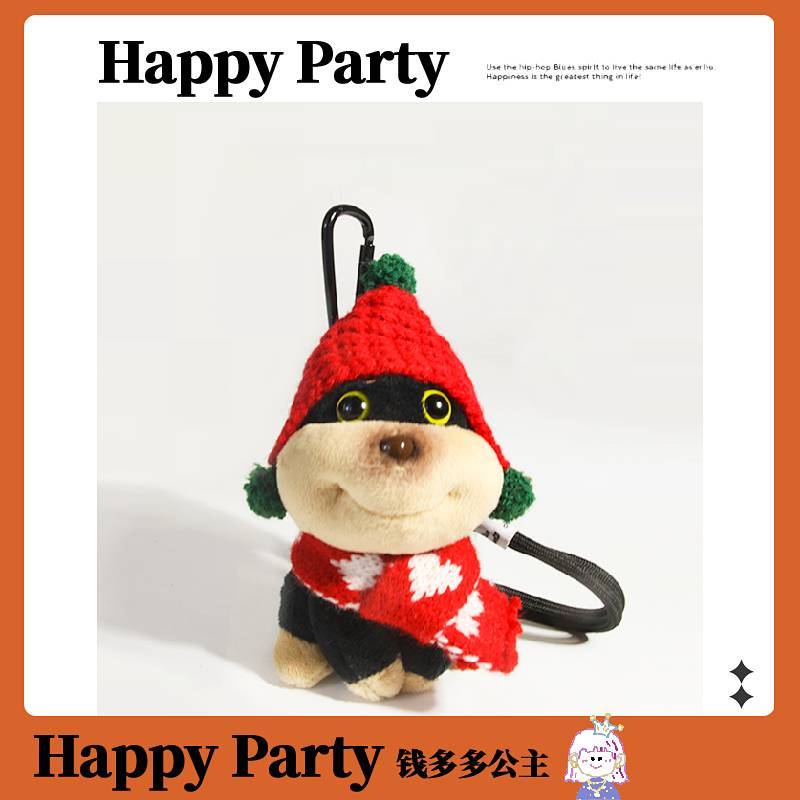 Christmas Red Hat Bee Puppy Schoolbag Pendant Creative Lovely Key Buckle Bag Ornaments 1Cvs