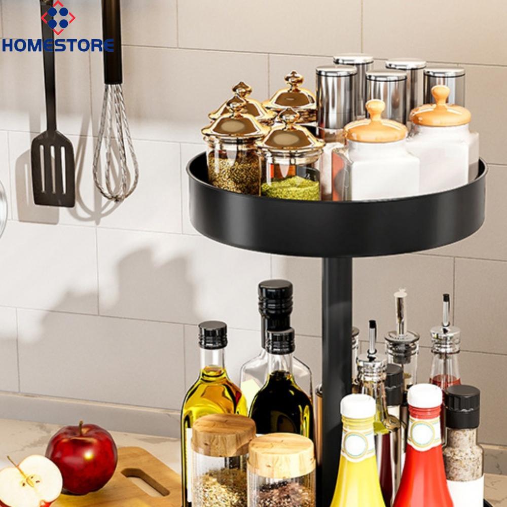 [Homestore]Rotating Spice Rack Simple Setup Sturdy Construction Space-saving Design