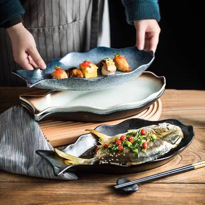 Đĩa Cá Gốm Hấp Cá Sáng Tạo Đĩa Cá Hộ Gia Đình Xắt Đầu Cá Đĩa Đặc Biệt Mới Lớn Đĩa Cá ZERG