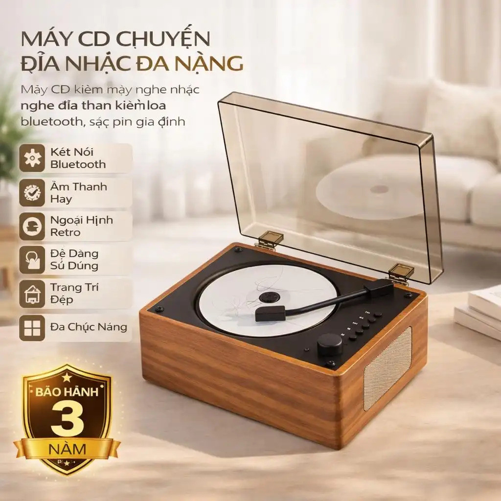 Máy CD loa Bluetooth máy phát đĩa than loa không dây máy nghe CD CD player máy phát nhạc tích hợp pi