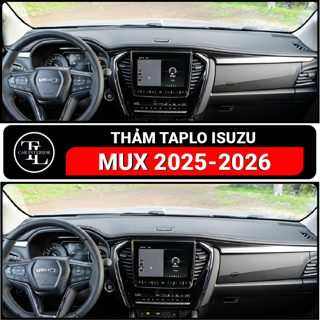Thảm phủ taplo ISUZU MUX 2025 - 2026 nhung lông cừu, da carbon, da fiber cao cấp, TL Auto