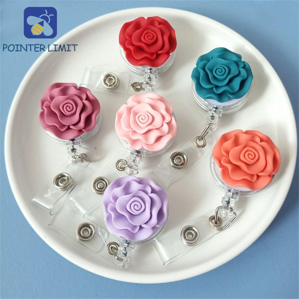 POINTER LIMIT Nurse Badge Reel, Nơ Hoa Ngực Thẻ Có Thể Thu Vào Huy Hiệu, Thẻ Làm Việc Dễ Thương Thẻ 