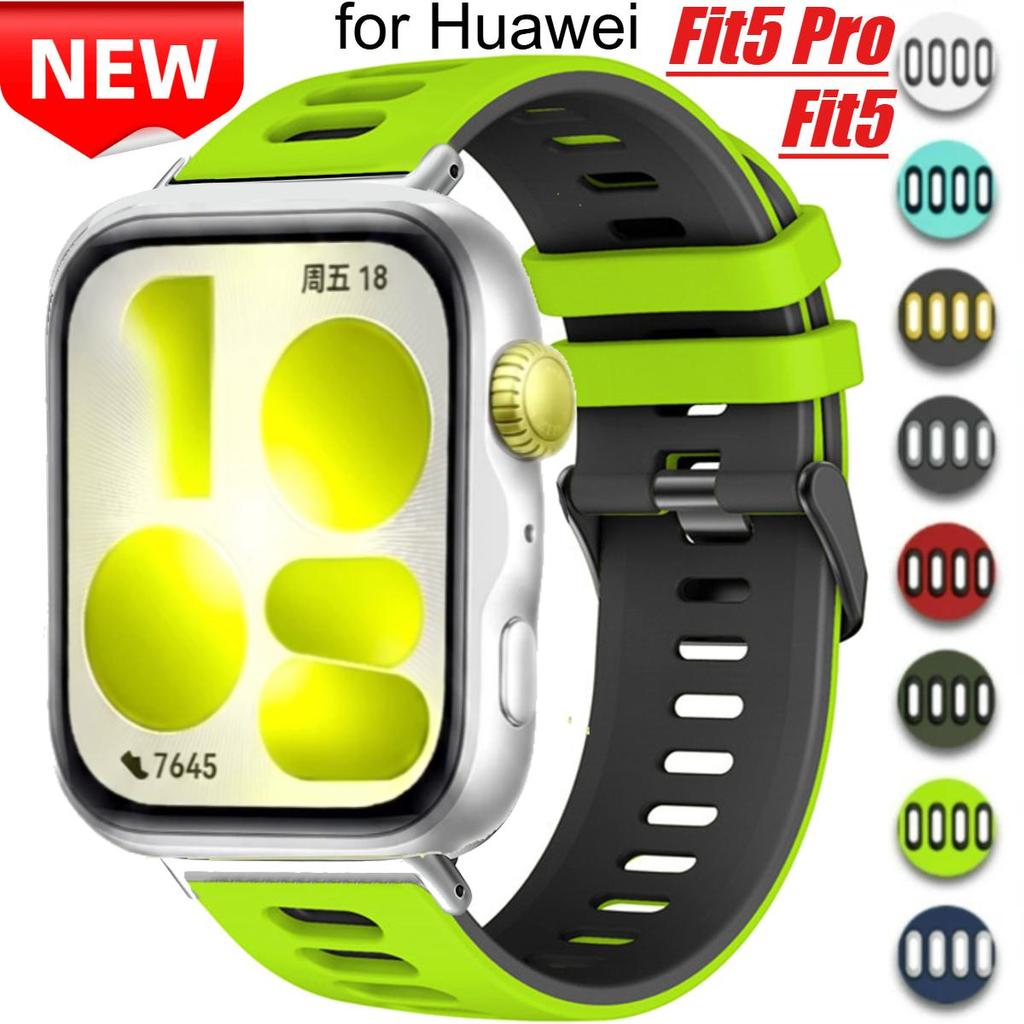 Dây đeo silicon hai màu thay thế cho Huawei Fit 5/5Pro/Fit4/Fit3, thoáng khí, phù hợp Huawei Watch F