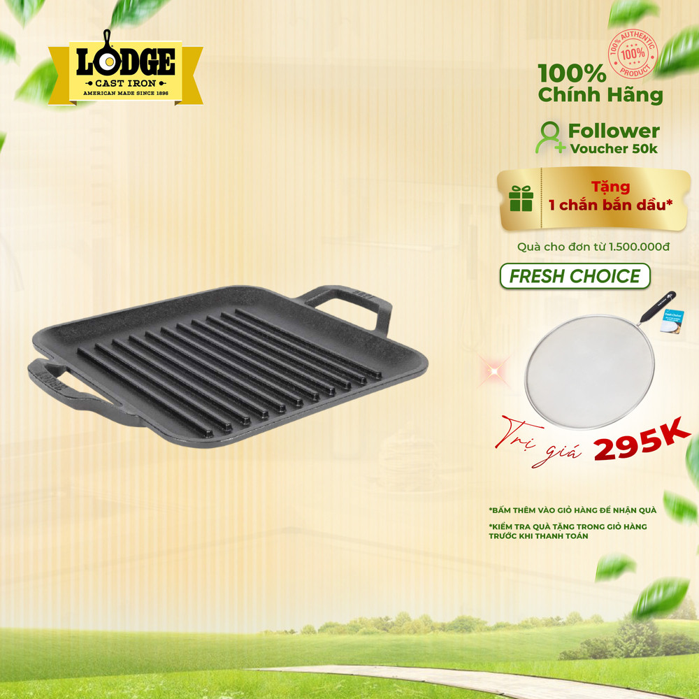 Lodge - Chảo gang nướng hình vuông - 28cm