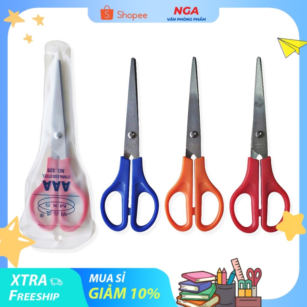 Kéo cắt giấy cán nhựa No.AAA328 dành cho học sinh, văn phòng (1 Cây)