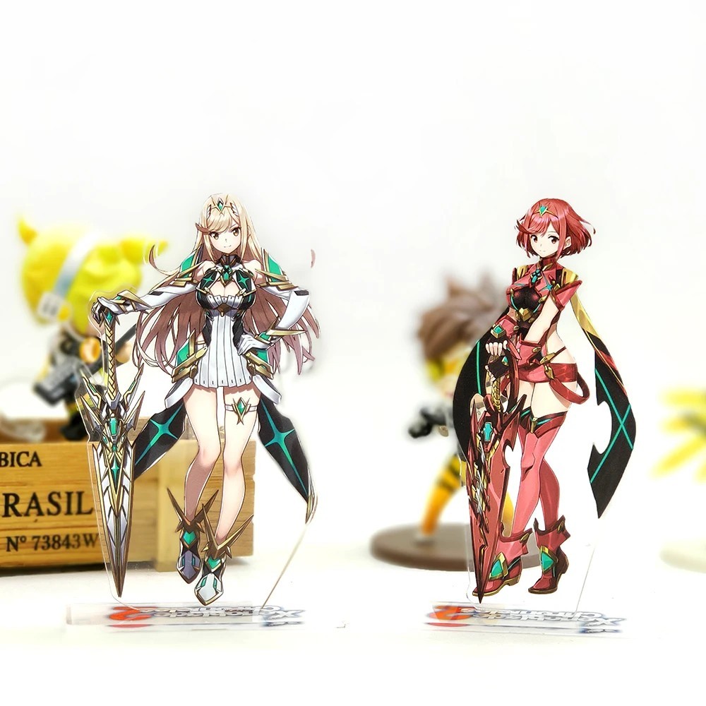 Mô hình Standee game Xenoblade Chronicles 2 Pyra Mythra Homura Hikari Acrylic in 2 mặt trang trí bàn