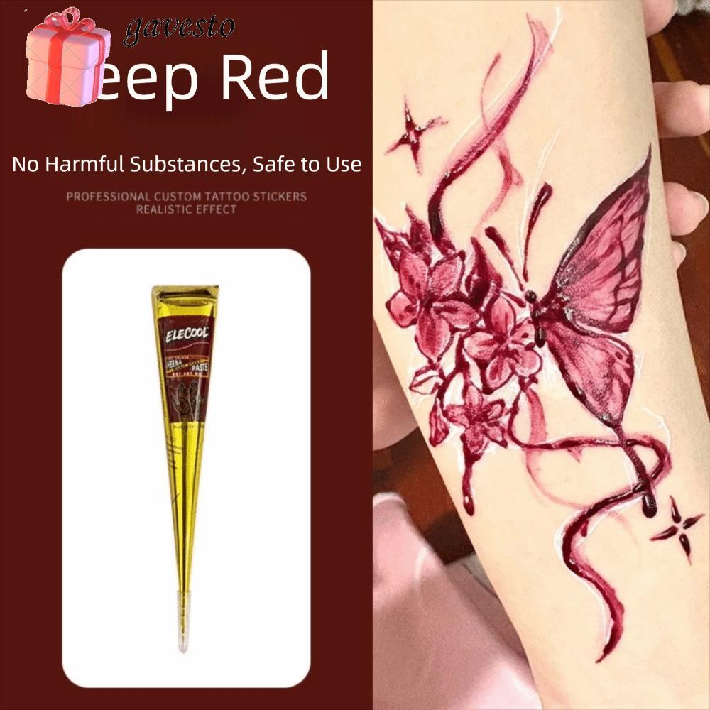 GAVESTO Henna Tattoo Cream, Màu đen tạm thời Henna Paste Cone, Mehndi Dễ sử dụng Bán vĩnh viễn Mehnd