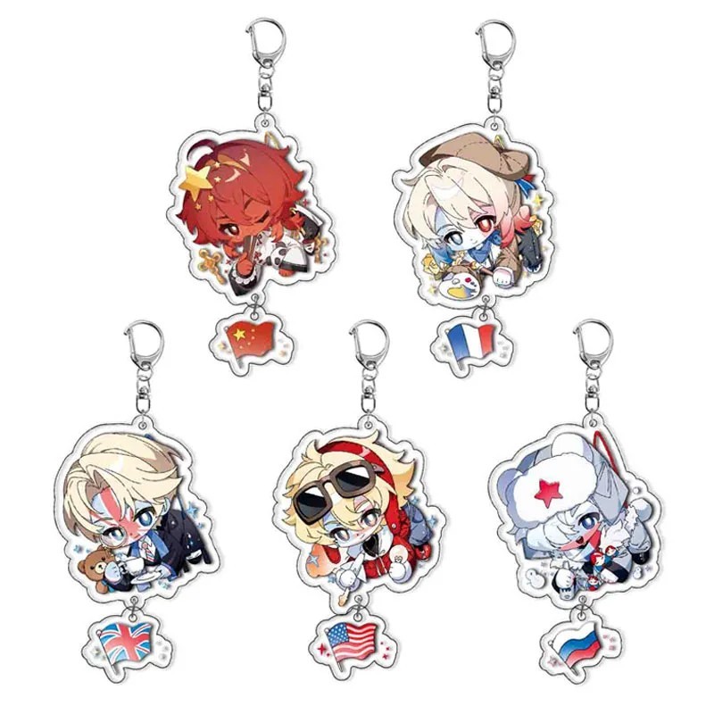 Móc khóa CountryHumans mica acrylic chibi anime dễ thương mô hình treo cặp túi xách quà tặng sưu tầm