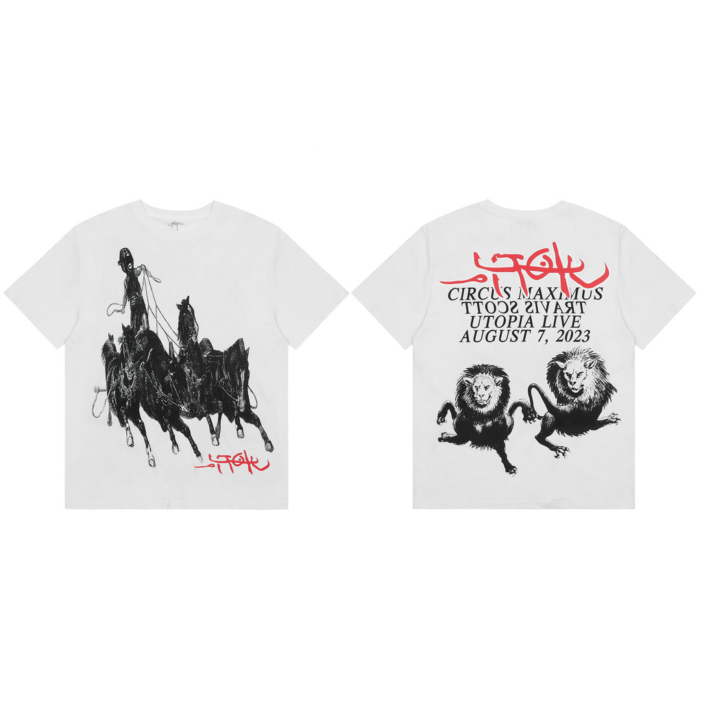 T Travis Scott Utopia Circus Maximus Tee Circus Stone Man Tay ngắn