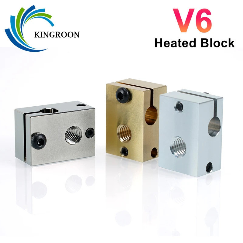 1 Khối Làm Nóng V6 Đồng Mạ Đồng Nhôm Khối Làm Nóng Cho E3D V6 PT100 J-head Hotend Heaterblock 3D Máy