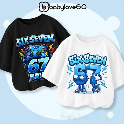 Áo thun SIX SEVEN form rộng tay lỡ cho bé BabyloveGO áo phông Premium Cotton in hình độc đáo cho bé trai bé gái