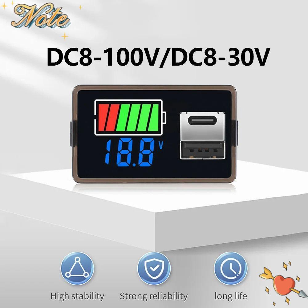 NOTE1 Chỉ báo dung lượng pin, Màn hình kép LCD DC8-100V DC8-30V Vôn kế kỹ thuật số, Máy kiểm tra côn