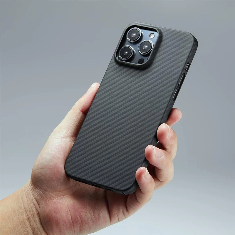 Ốp Lưng Sợi Carbon Nguyên Chất Cho iPhone16 15 14 Pro Max Kevlar Aramid Fiber Vỏ Điện Thoại