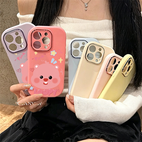 Ốp Lưng Hình Gấu Hồng Dễ Thương Loopy, Ốp Lưng iPhone 11/12/13/14/15/16/17 Pro Max Mềm TPU Trong Suố