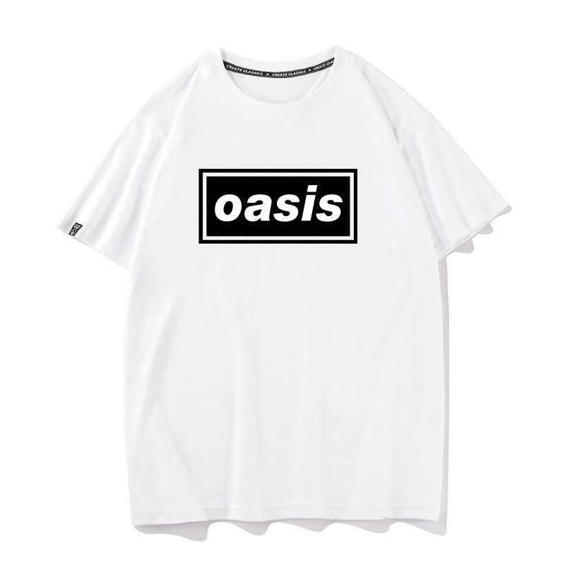 Oasis Dàn nhạc Oasis Hàng hóa Áo thun ngắn tay hiphop Hip-Hop Street Mỹ nửa tay