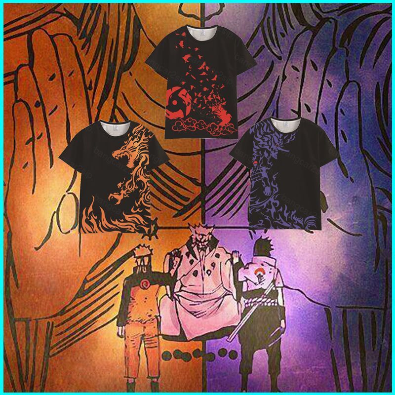 Áo Tee Tay Ngắn Cosplay Naruto với hình Sasuke, Itachi, Boruto - Phù hợp Halloween và Giáng Sinh