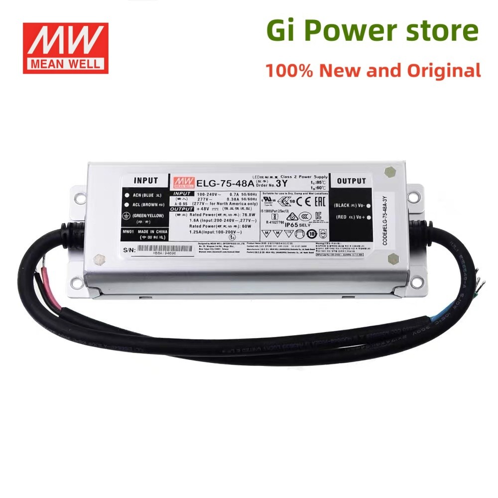 ELG-75 12 / 24 / 36 / 48B-3Y 24 / 36 / 48DA-3Y MW LED chống nước Điện áp không đổi ELG-75-48B-3Y ELG