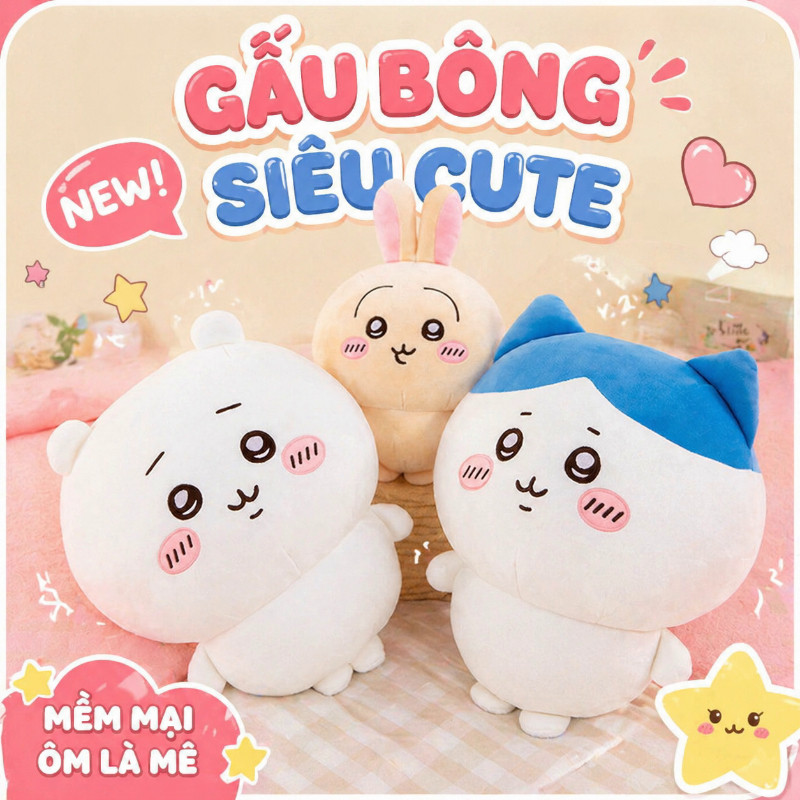 Gấu bông Chiikawa, Hachiware, Usagi mềm mại đáng yêu, nhiều kích thước