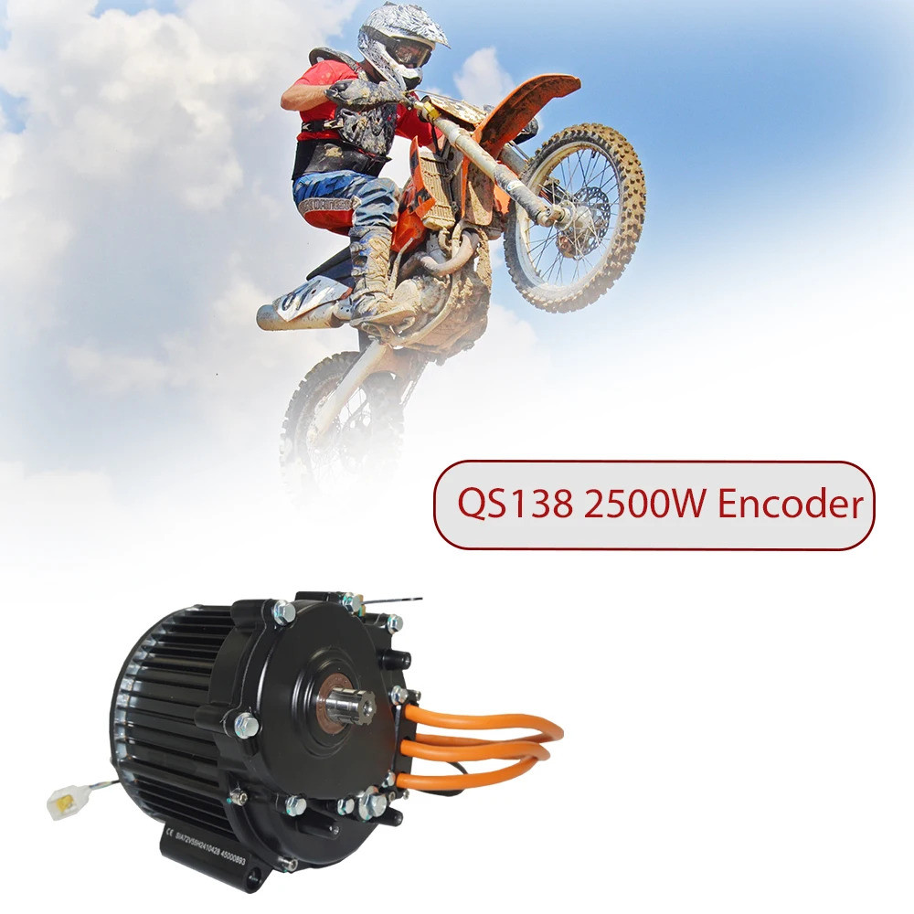 QS MOTOR QS138 2500W 72V 55H Bộ mã hóa PMSM Động cơ truyền động giữa với bánh xích 428 15T cho xe má