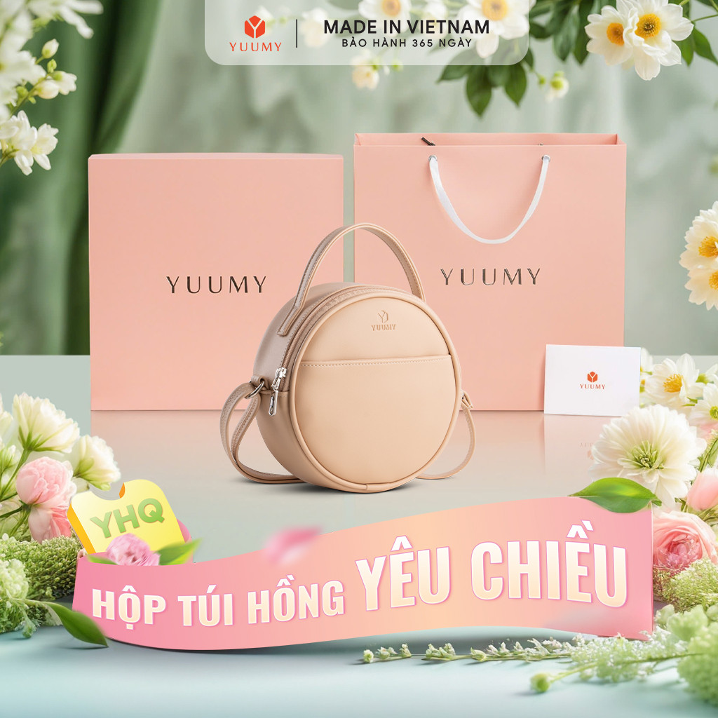 Bộ hộp quà YUUMY (Túi đeo chéo nữ YUUMY YN261 + Hộp quà YHQ2 + Túi giấy YTG2 + Túi rút BVR3838 + Thi