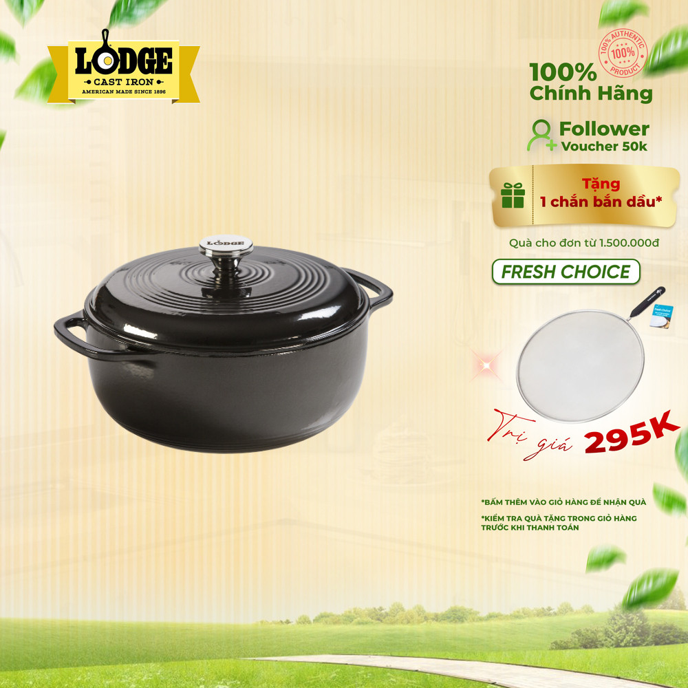 Lodge - Nồi gang phủ men Midnight Chrome - 5.6L