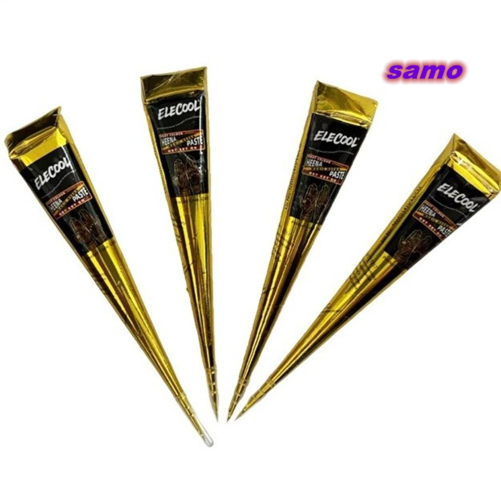 SAMO Henna Paste Cone, Kem xăm Henna bán vĩnh viễn màu nâu đen, Mehndi Tạm thời Dễ sử dụng Mehndi Bo