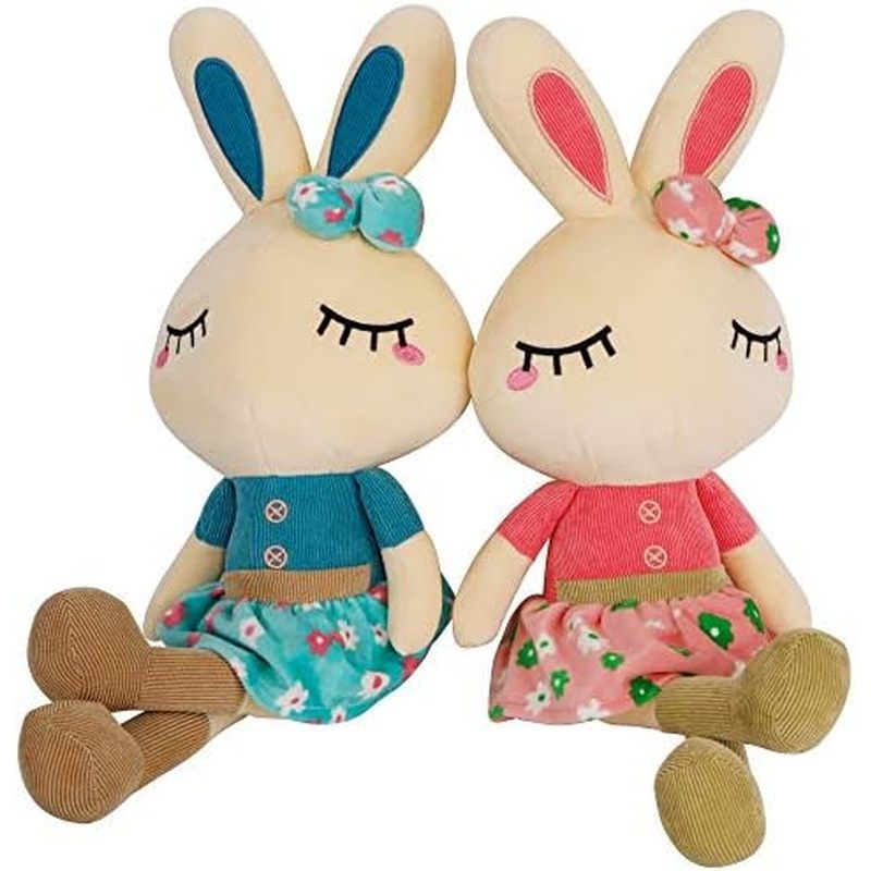 Set of 2 Easter Bunny Plush for Kids, 18.3" Easter Stuffed Animal, Big Rabbit Toys Cute Birthday Gif