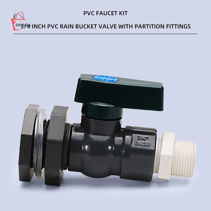 SHNGki PVC Rain Barrel Diverter Kit 3 / 4 Inch Rain Barrel Valve Rain Barrel Spigot Kit Với vách ngă