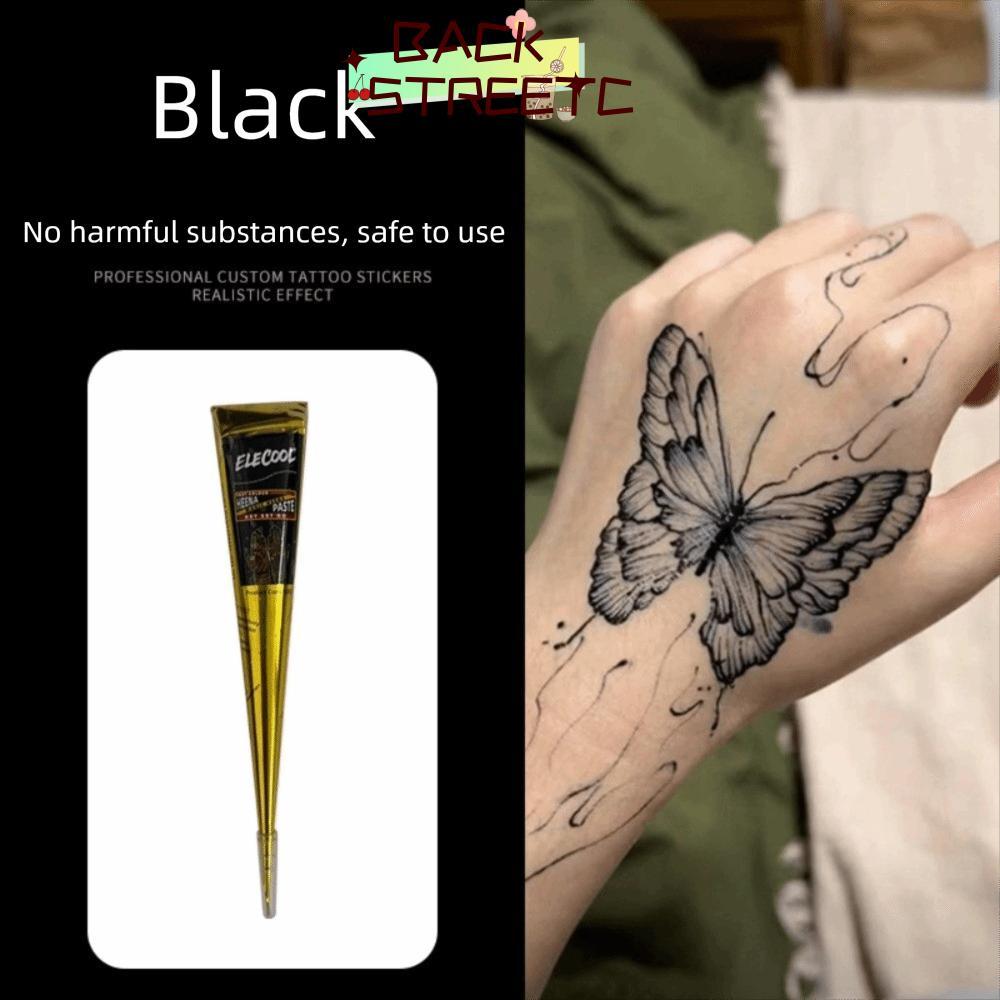 BACKSTRETC2 Henna Tattoo Cream, Dễ sử dụng Bán vĩnh viễn Henna Paste Cone, Henna Tattoo Cream Tạm th