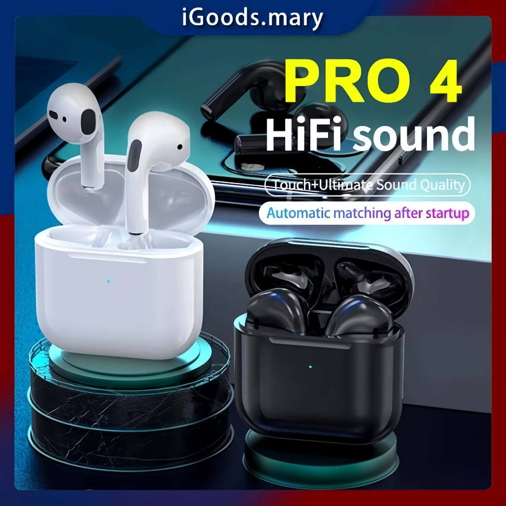 TWS PRO4 Wireless Earphones HiFi Stereo Bluetooth Earbuds Noise Reduction Headphones Sports Headset