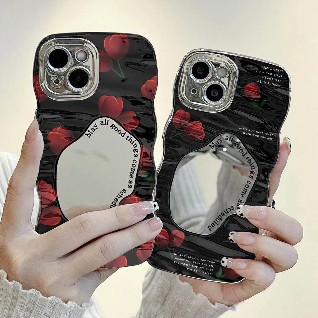 ốp lưng OPPO A58 A18 A54 A17 A3S A57 A5 A9 A77S A16 A60 Chống Sốc Tráng Gương Cho Red Rose EWM315A