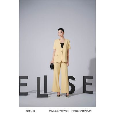 Quần suông nâu vàng bấu mí trước thiết kế Elise FW2507176BPWOPT
