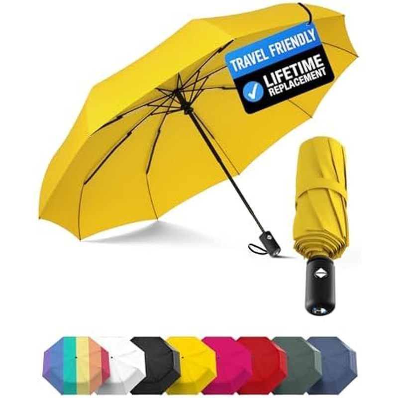 Ô dù nhỏ gọn chống gió Rain-Mate cho mưa - Thiết kế sườn sợi thủy tinh gia cố mạnh mẽ & Mở tự động &