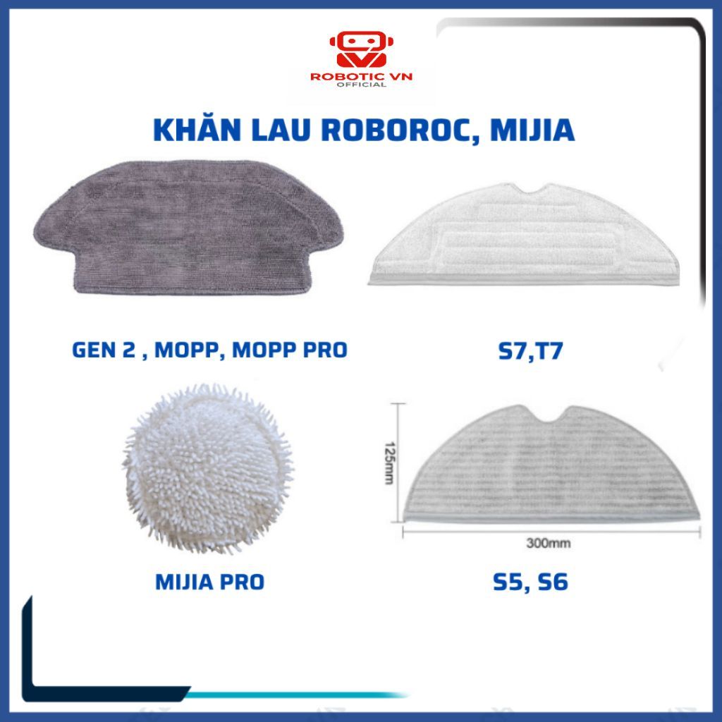 Phụ kiện robot hút bụi mijia pro, gen 2, mop p, mop 2c, 3c, Mop 2s, roboroc s5, s6, s7, t7 khăn lau