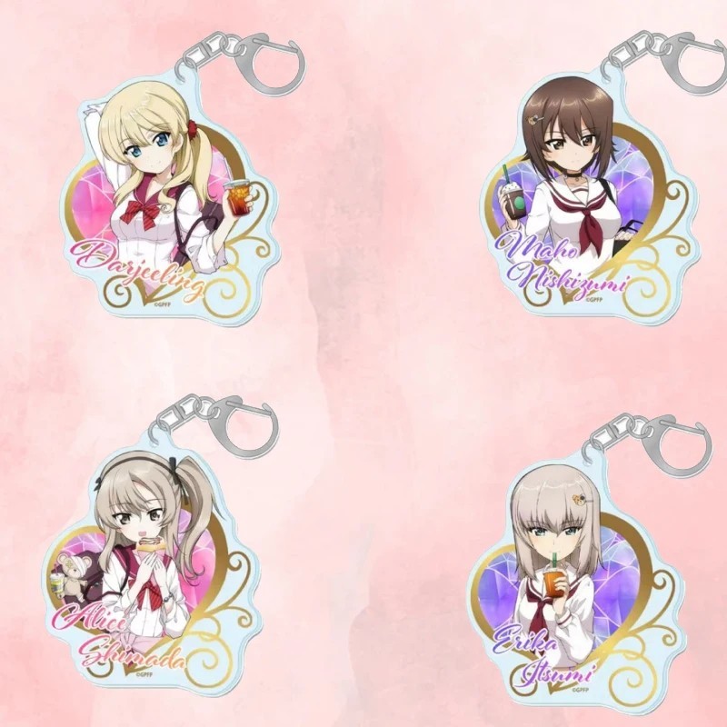 Móc khóa Anime Girls und Panzer mica acrylic Darjeeling Maho Nishizumi Alice Shimada Erika Itsumi 6c