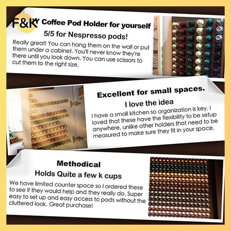 F & K Coffee Pod Capsule Holder 6 Pa Coffee Pod Counter Dải lưu trữ Tiết kiệm không gian với K Cup P
