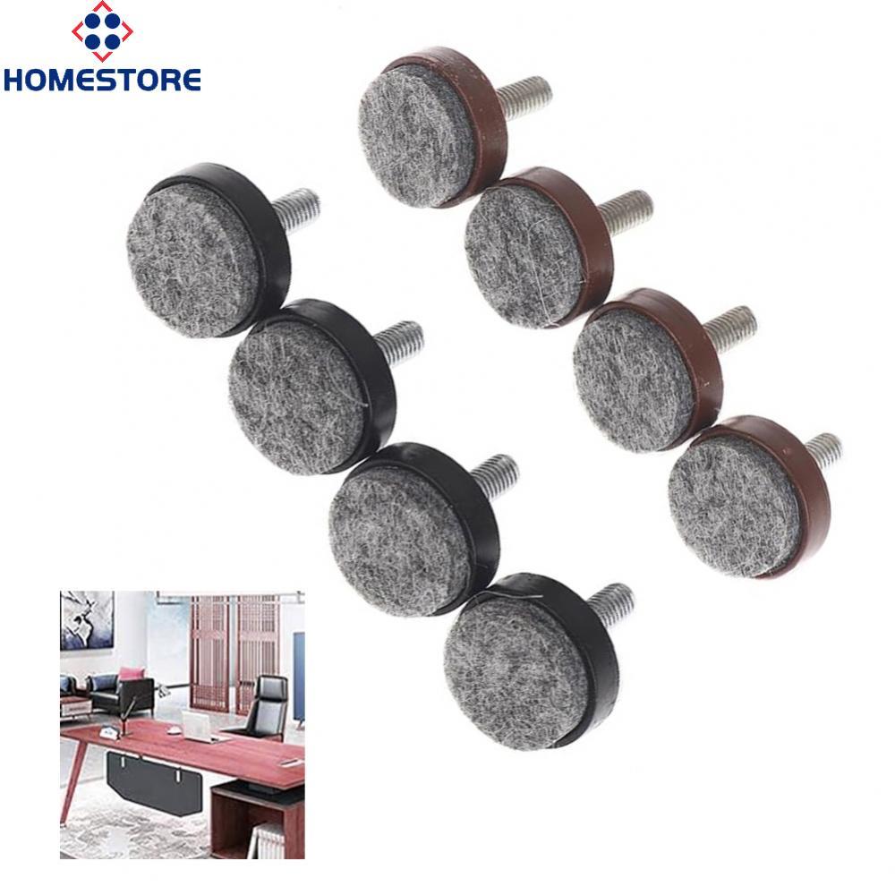 [Homestore]Furniture Leg Pads Made of Premium Felt Adjustable M6 M8 Thread 8pcs Black Brown