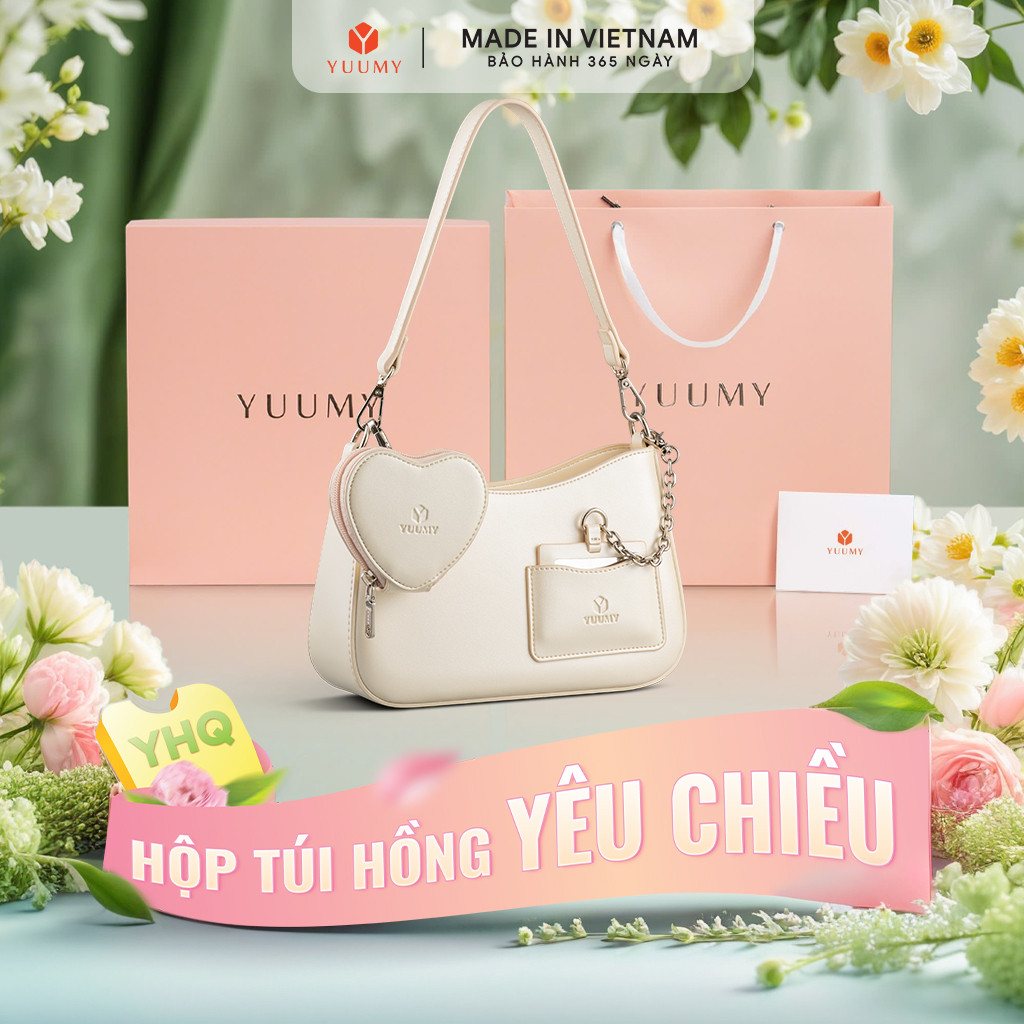 Bộ hộp quà YUUMY (Túi đeo chéo nữ YUUMY YN295 + Hộp quà YHQ2 + Túi giấy YTG2 + Túi rút BVR3838 + Thi
