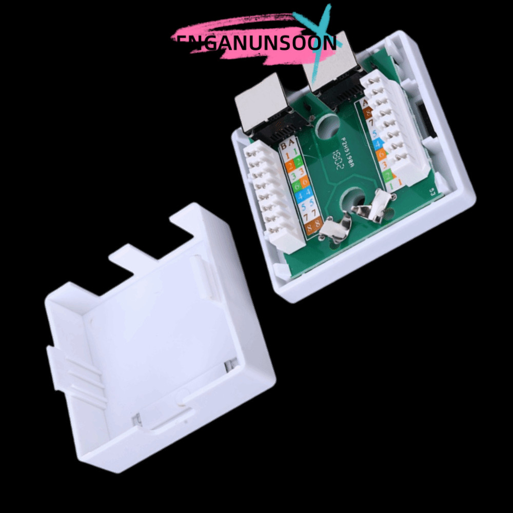 Hộp gắn bề mặt ENGANUNSOON, Hộp gắn 2 cổng Cat 5e Shield RJ45-8P8C, Dễ dàng gắn màu trắng với ốc vít