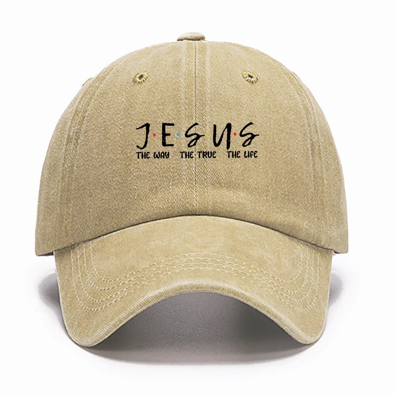 Mũ bóng chày Snapback in JESUS màu đen, Christian Faith Jesus Lưới Mũ đau khổ Thoáng khí Retro Đau k