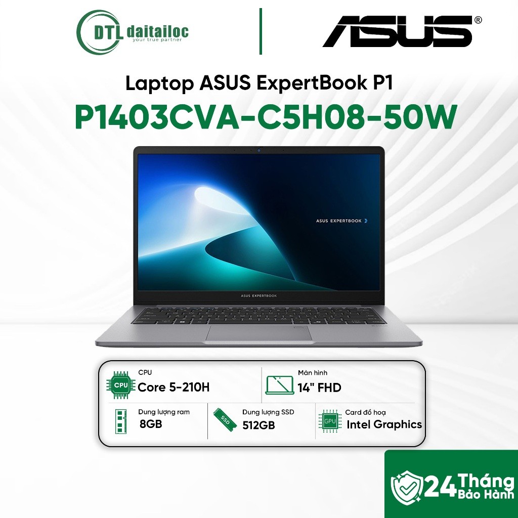 Laptop ASUS ExpertBook P1 P1403CVA-C5H08-50W Core 5-210H 8GB 512GB SSD 14" FHD Win 11 | Chính hãng |