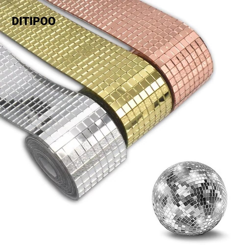 Gương gạch khảm DITIPOO, Nhãn dán gương bóng vũ trường tự dính vuông, DIY Handmade nền kính tường gư
