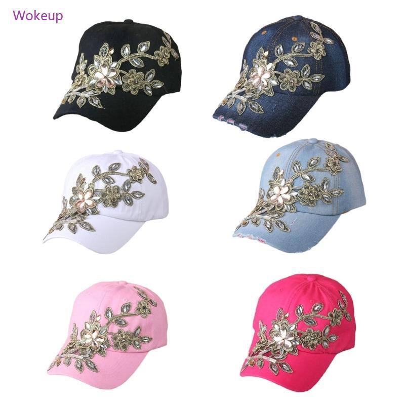 Woke Pha Lê Đính Hạt Mũ Bóng Chày Thêu Bejeweled Đuôi Ngựa Nón Đạo Cụ Ảnh Có Thể Điều Chỉnh Mũ Bóng 