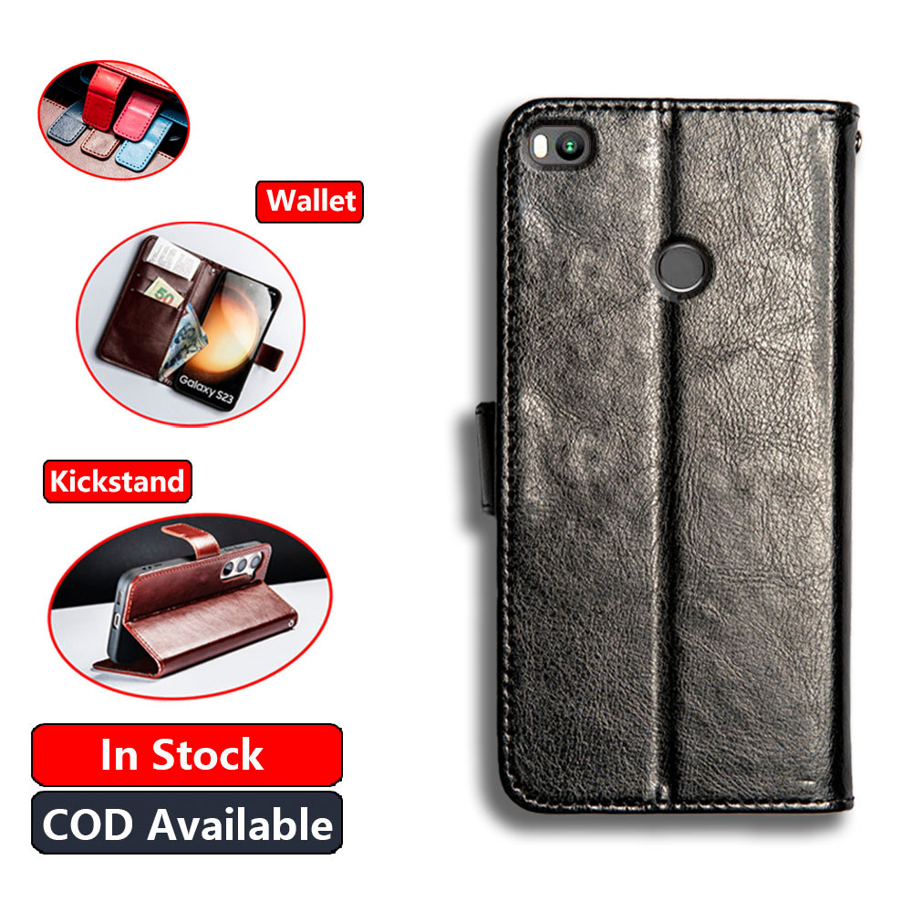 Da Cổ Điển Cho Xiaomi Mi Max 2 MDE40 MDI40 Ví Vintage Folio Case Flip Cover Đóng Từ Tính Chân Đế Khe