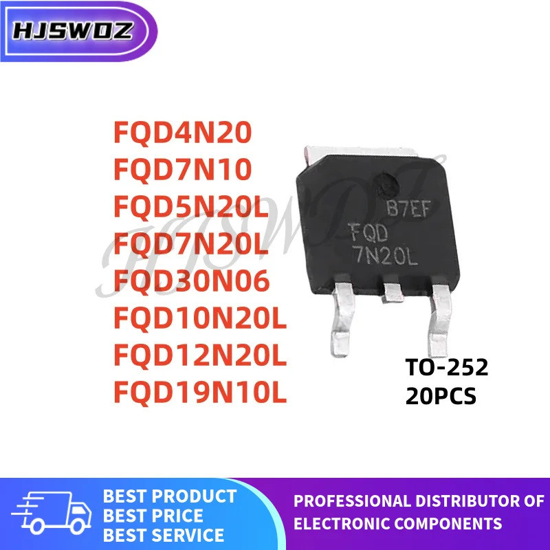 20 Cái / lốc FQD5N20L FQD30N06 FQD12N20L FQD19N10L FQD10N20L FQD7N20L FQD7N10 FQD4N20 TO-252 MOSFET 